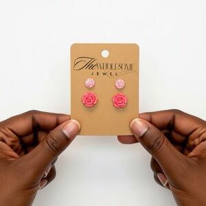 Pink Rose Earrings